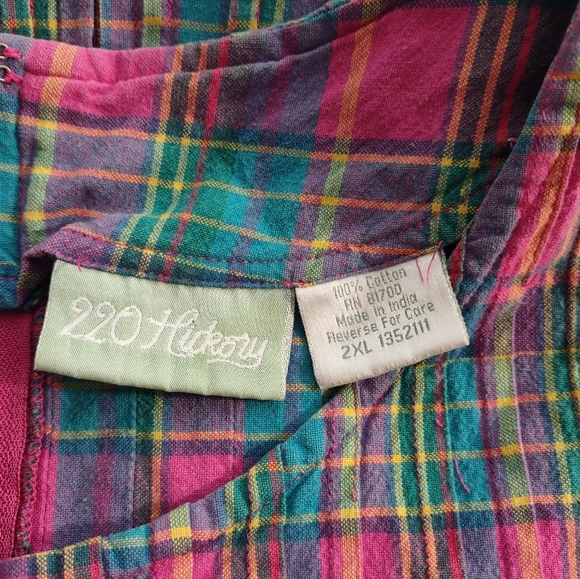 Vintage 2xl Plaid Cotton Dress 220 Hickory - Picture 7 of 7